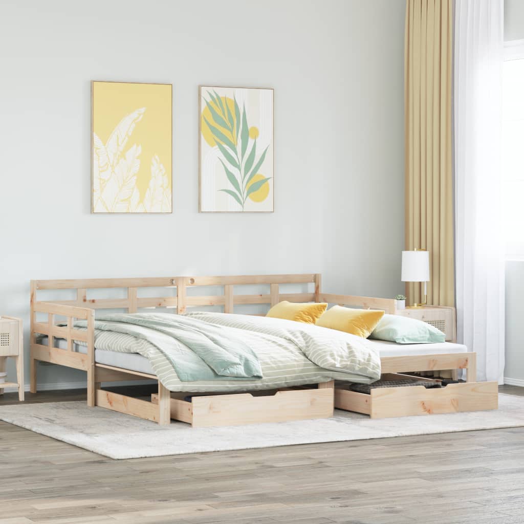 Vuodesohva rullilla ja laatikoilla ei patjaa 90x200 cm