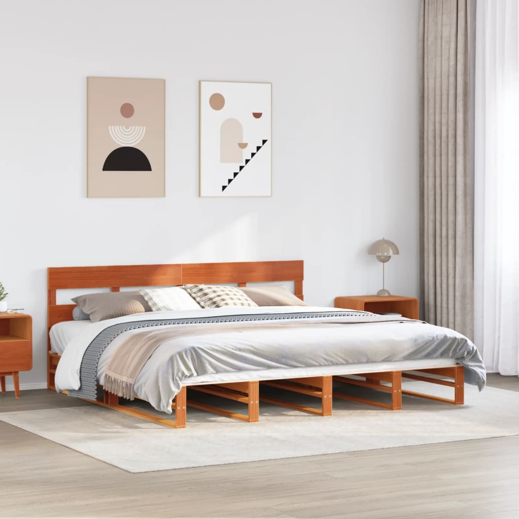 Sängynrunko ilman patjaa vahanruskea 180x200 cm täysi mänty
