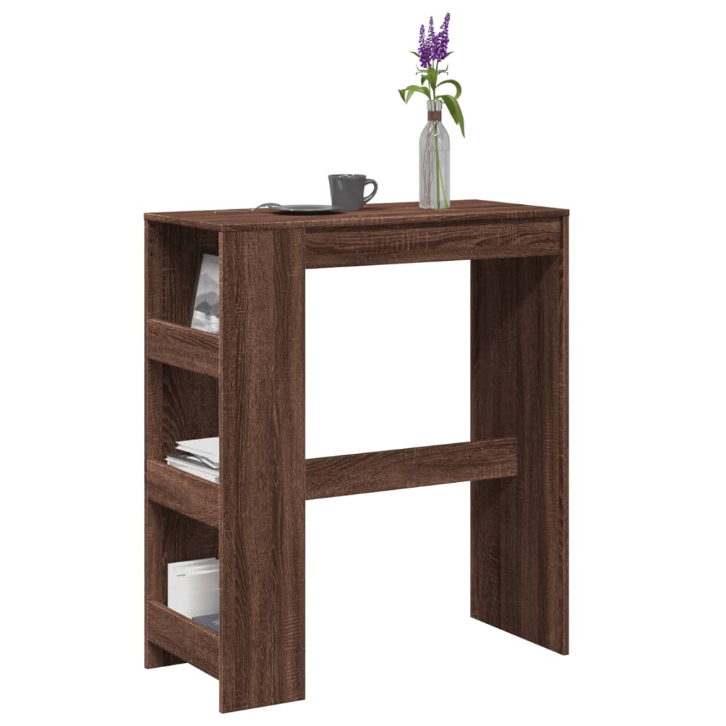 Baaripöytä/telineet ruskea tammi 90x40x103,5 cm tekninen puu