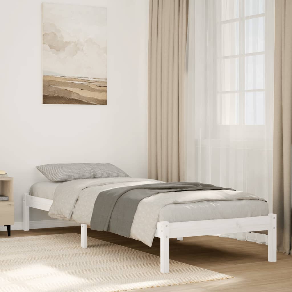 Sängynrunko erikoispitkä ei patjaa valk. 80x210 cm täysi mänty