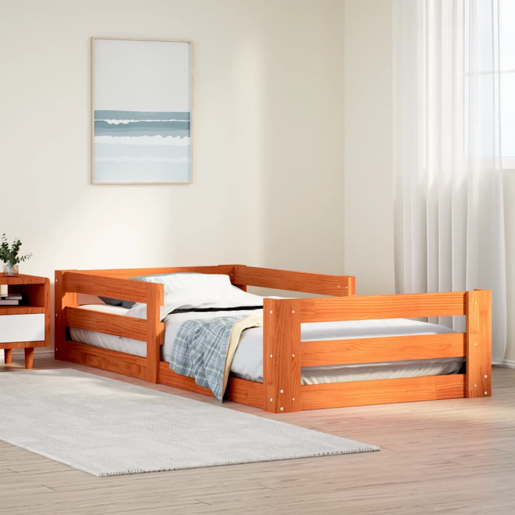 Sängynrunko ilman patjaa vahanruskea 70x140 cm täysi mänty