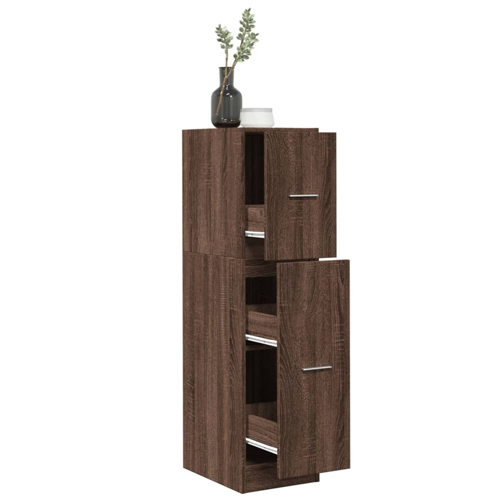 Apteekkarinkaappi ruskea tammi 30x41x118 cm tekninen puu
