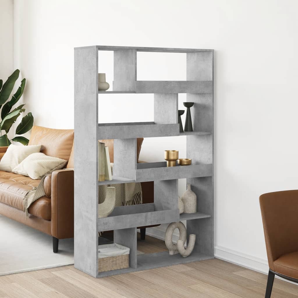 Kirjahylly betoninharmaa 100x33x156,5 cm tekninen puu