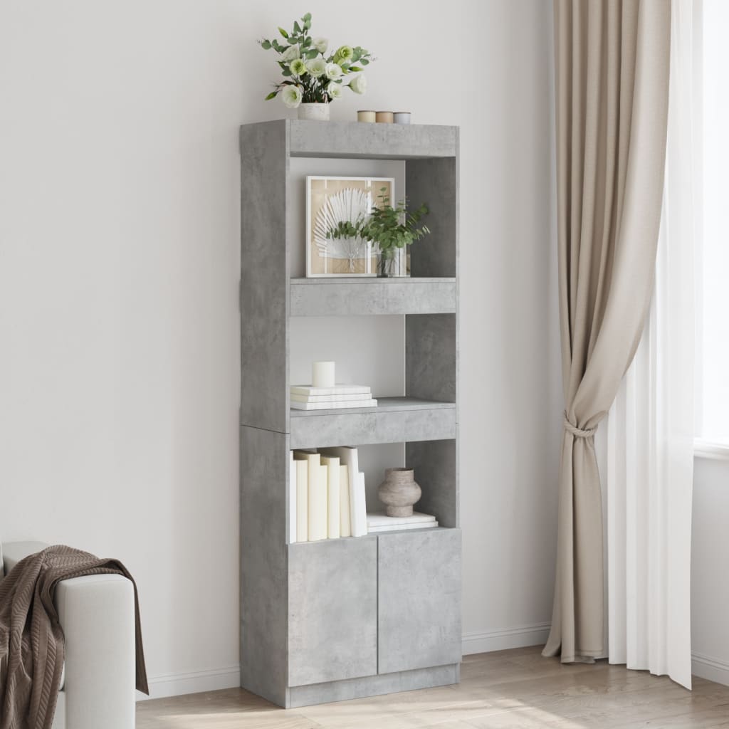 Kaappi betoninharmaa 63x33x180 cm tekninen puu