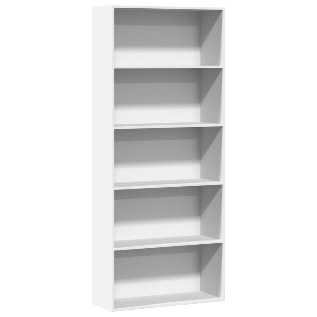 Kirjahylly valkoinen 80x30x189 cm lastulevy