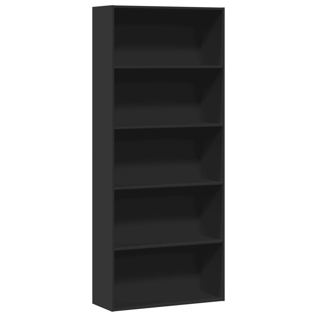 Kirjahylly musta 80x30x189 cm lastulevy
