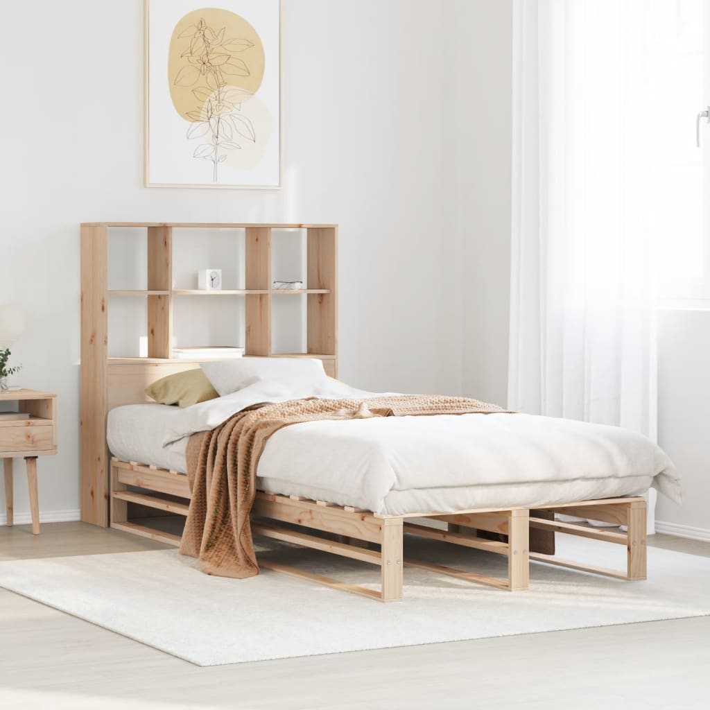 Sänky kirjahyllyllä ilman patjaa 90x200 cm täysi puu