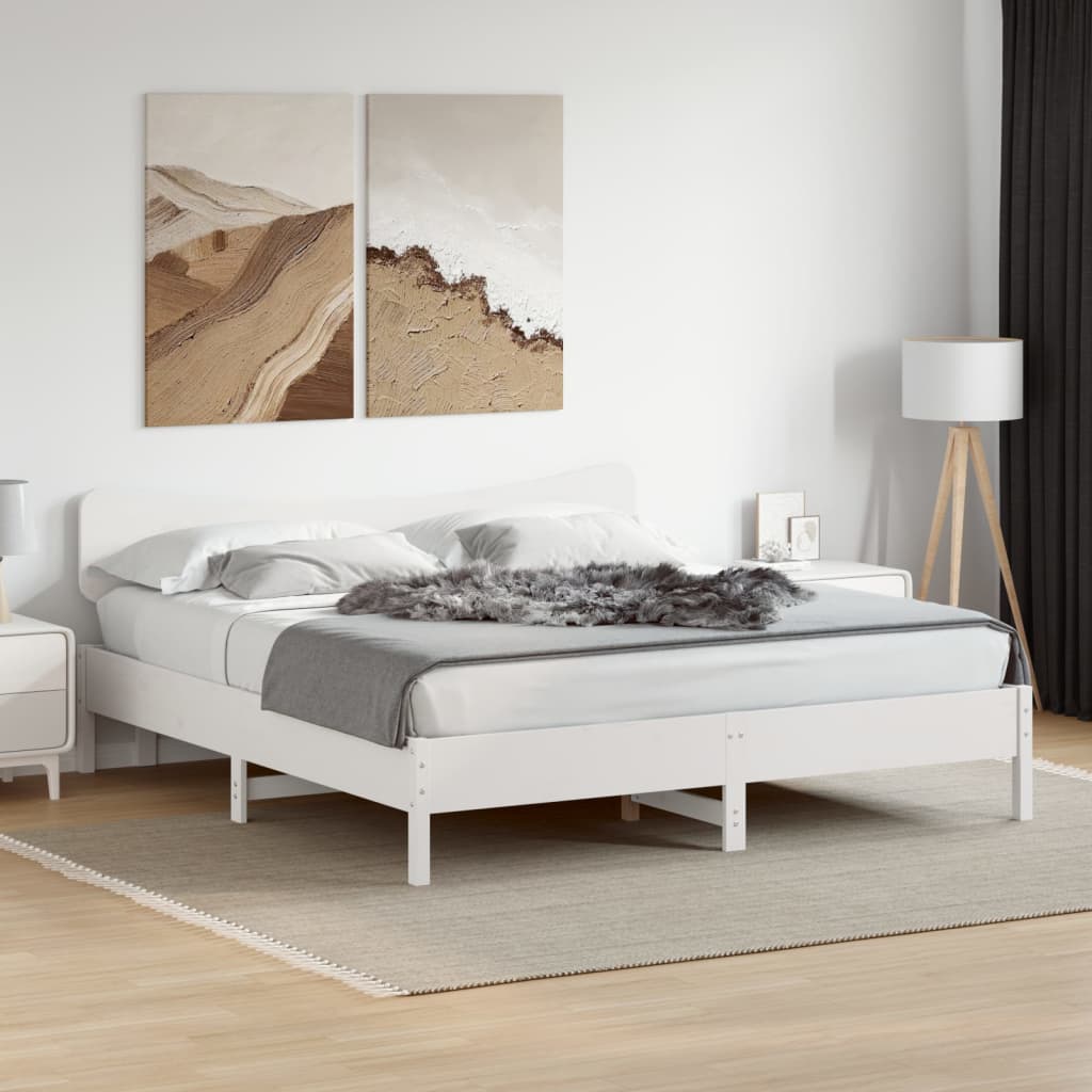 Sängynrunko ilman patjaa valkoinen 180x200 cm täysi mänty