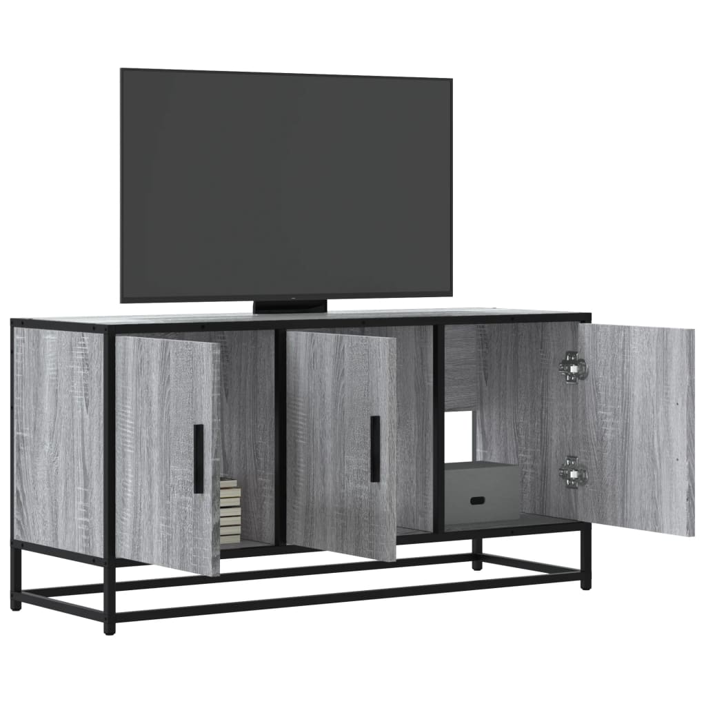 TV-taso harmaa Sonoma 100x35x50 cm tekninen puu ja metalli