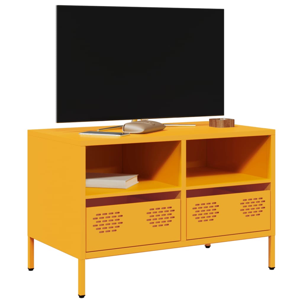TV-taso sinapinkeltainen 68x39x43,5 cm kylmävalssattu teräs
