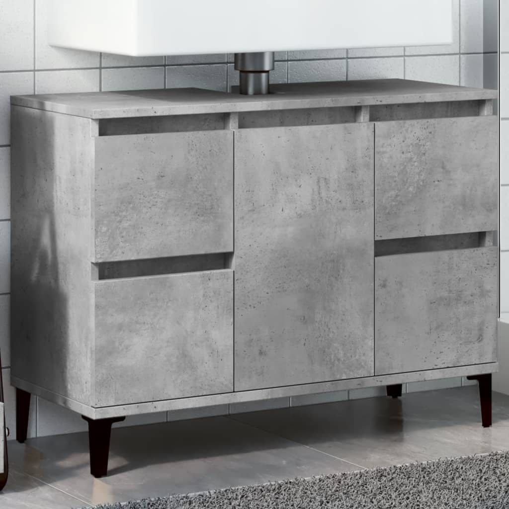 Pesuallaskaappi betoninharmaa 80x33x60 cm tekninen puu