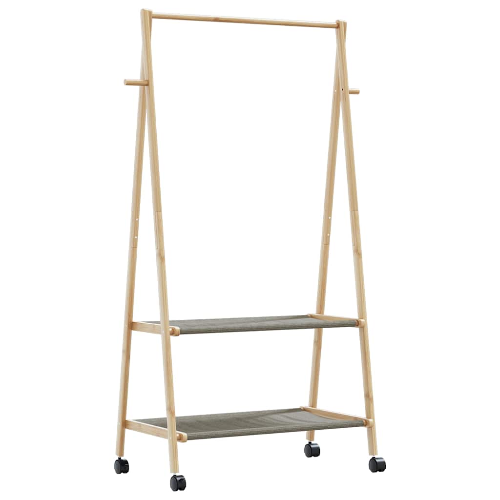 Vaateteline hyllyillä ja pyörillä 96x45,5x155,5 cm bambu