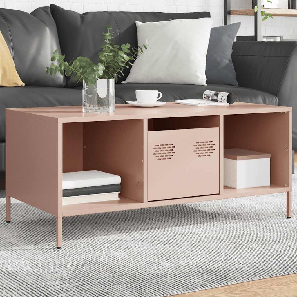 Sohvapöytä pinkki 101,5x50x43,5 cm kylmävalssattu teräs