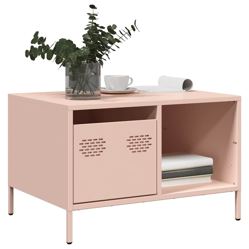 Sohvapöytä pinkki 68,5x50x43,5 cm kylmävalssattu teräs