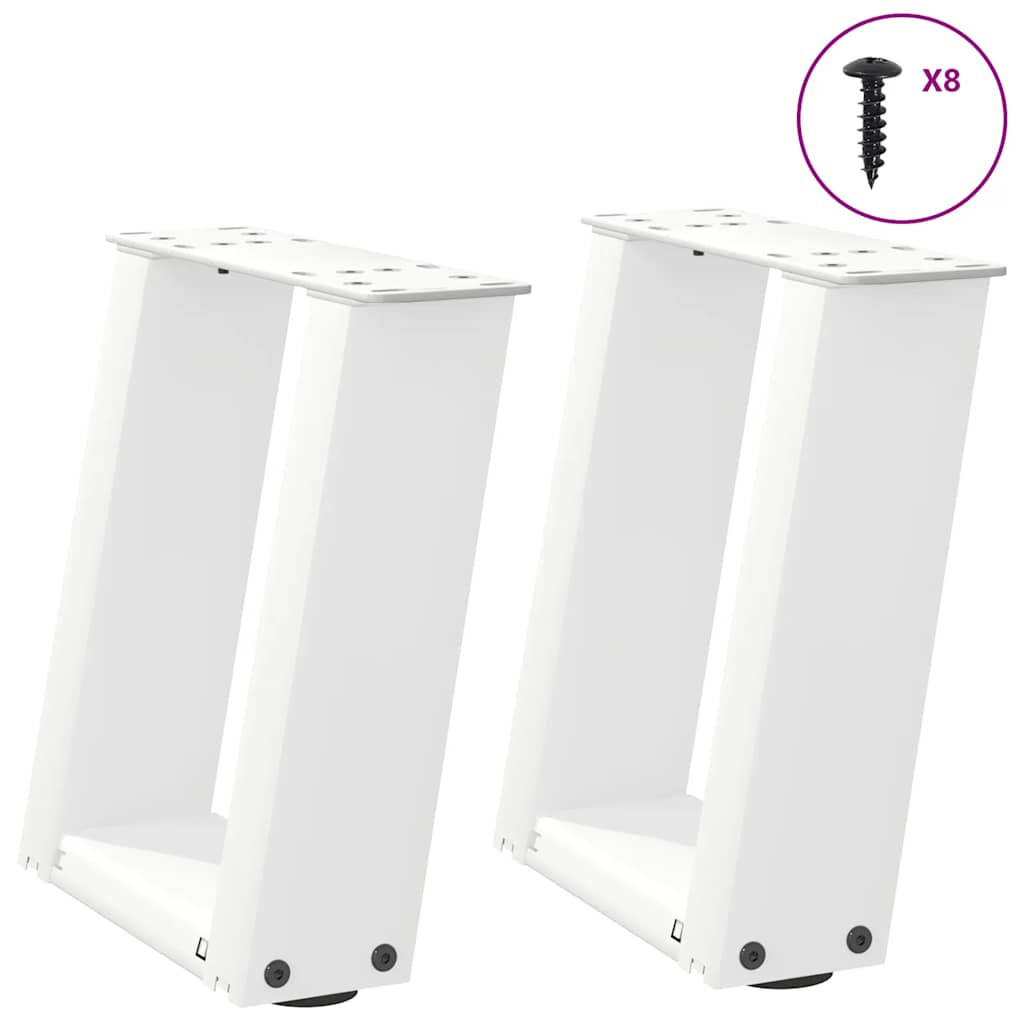 Sohvapöydän jalat U-muotoiset 2 kpl valkoinen 30x(30-31) cm