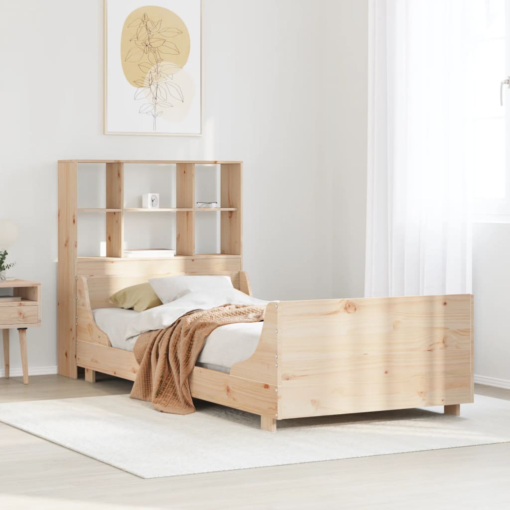 Sänky kirjahyllyllä ilman patjaa 90x200 cm täysi puu