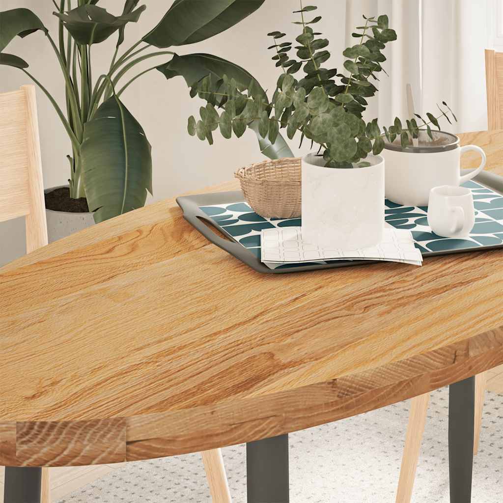 Pöytälevy Vaaleanruskea 140x60x4 cm Massiivipuu Tammi Soikea