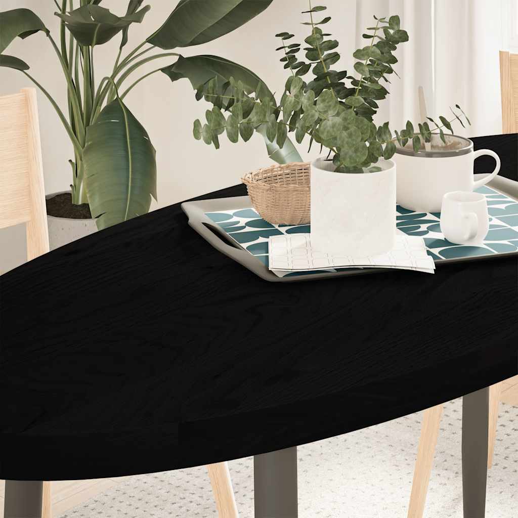 Pöytälevy Tummanruskea 140x60x4 cm Massiivipuu Tammi Soikea