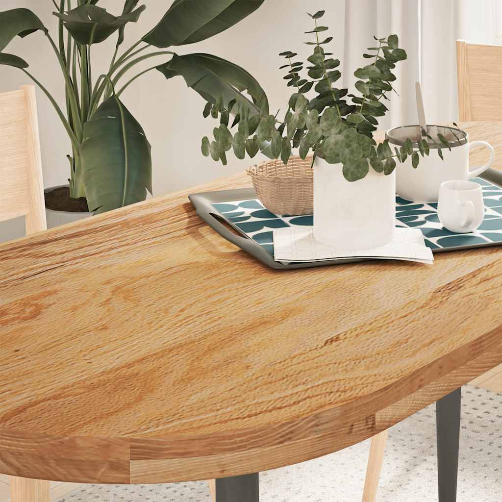 Pöytälevy Vaaleanruskea 140x60x4 cm Massiivipuu Tammi Soikea