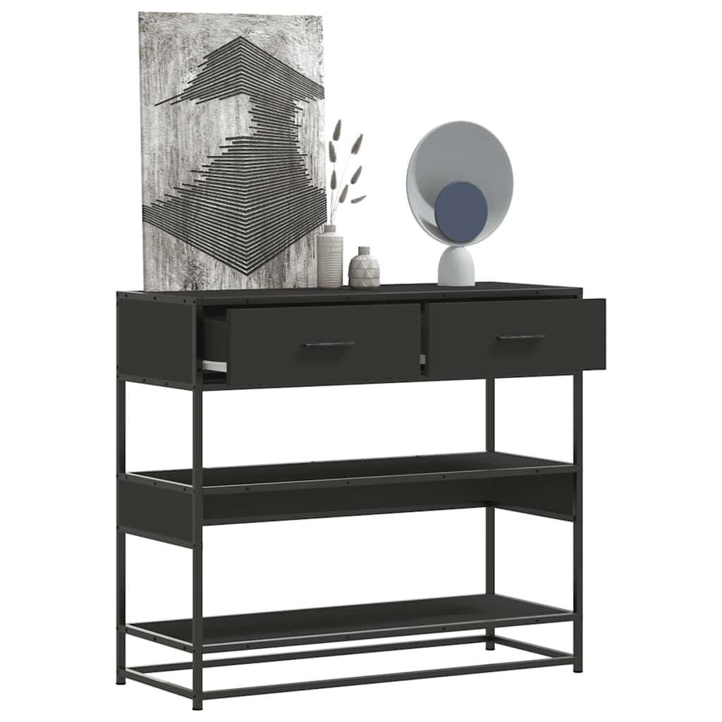 Konsolipöytä musta 90x35x80 cm tekninen puu