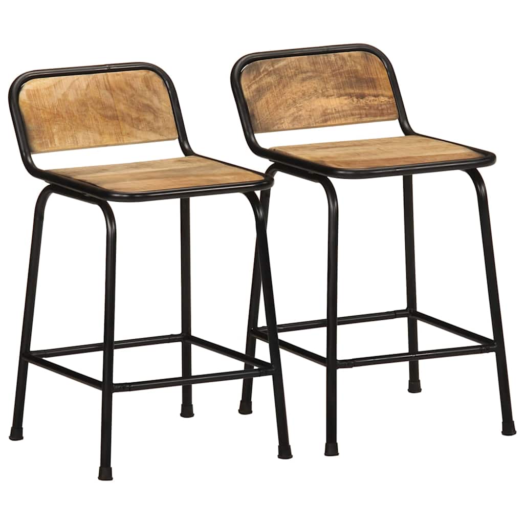 Baarijakkarat 2 kpl 46x35,5x70 cm massiivipuuta karkea mango