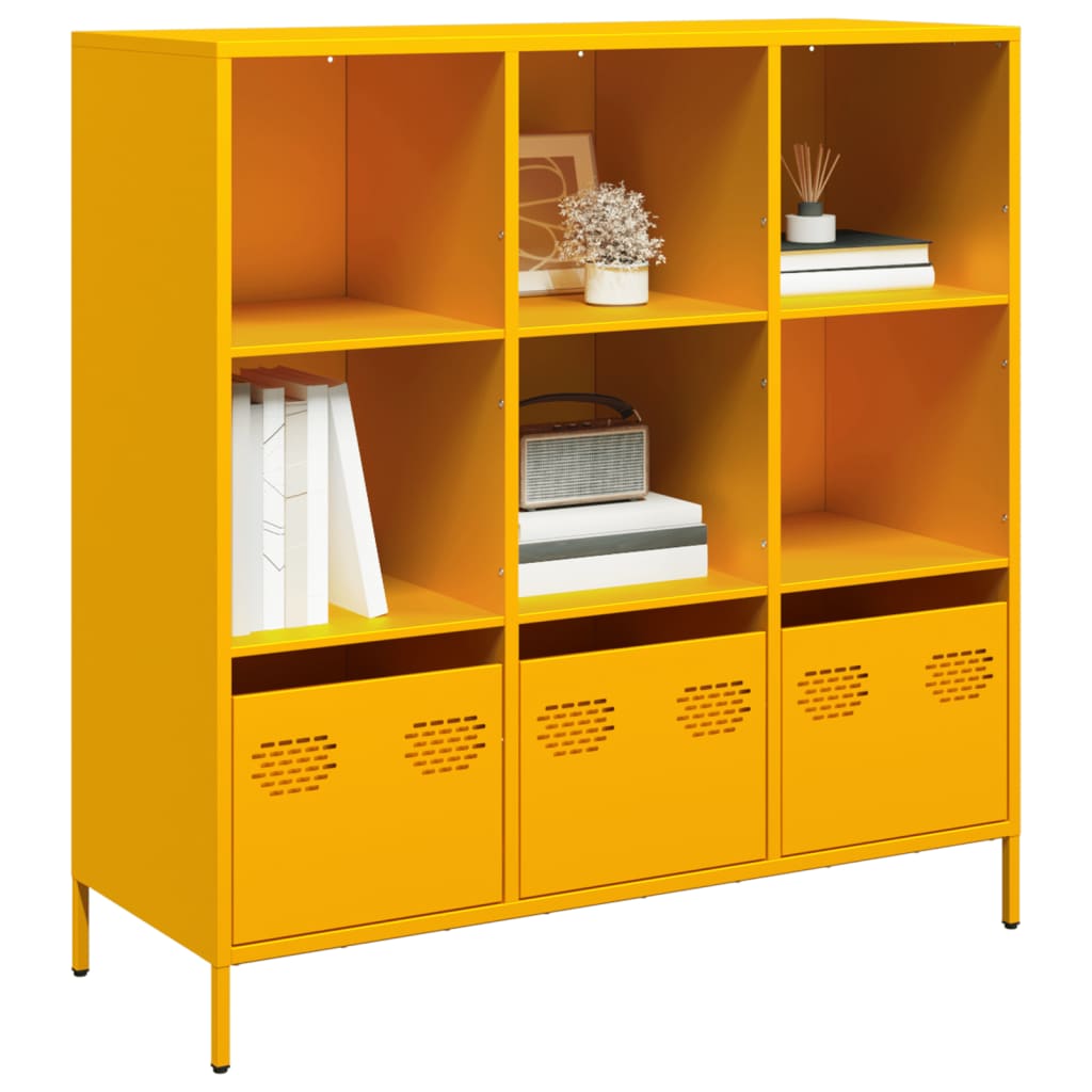 Highboard Sinapinkeltainen 101,5x39x103,5 cm Teräs