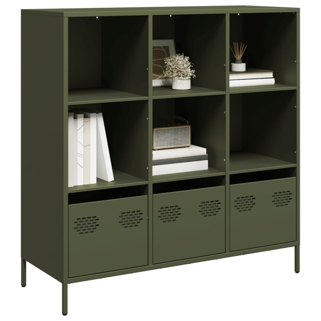 Highboard Oliivinvihreä 101,5x39x103,5 cm Teräs