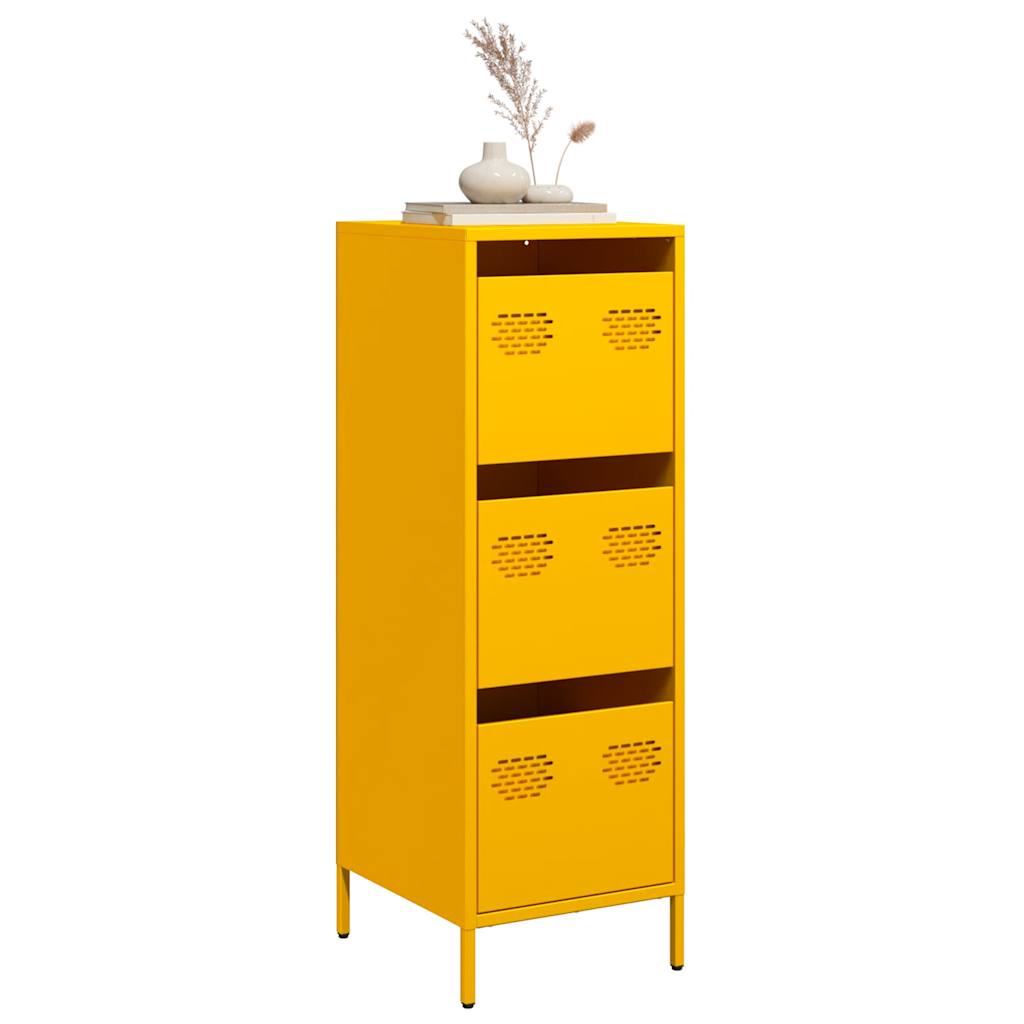 Highboard Sinapinkeltainen 39x35x103,5 cm Teräs