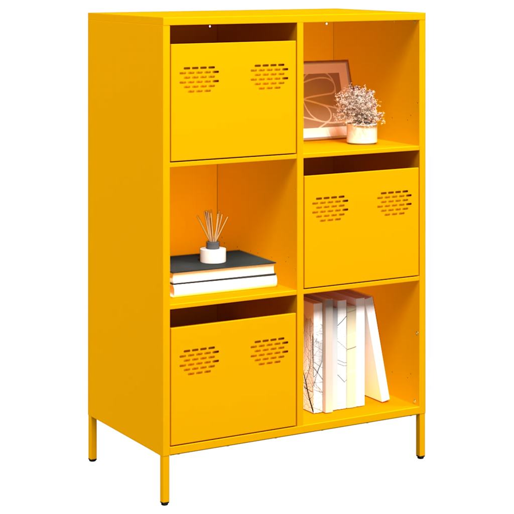 Highboard Sinapinkeltainen 68x39x103,5 cm Teräs