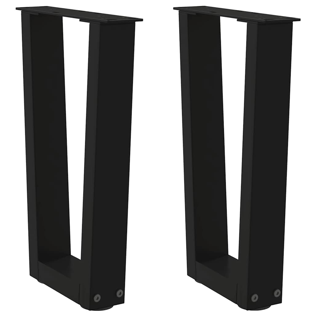 Ruokapöydän jalat V-muoto 2 kpl Musta 38x(42-43,3) cm Teräs