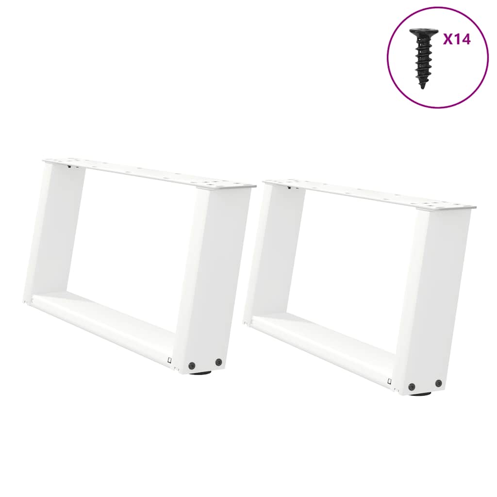 sohvapöydän jalat U-muotoiset 2 kpl Valkoinen 60x(30-31) cm
