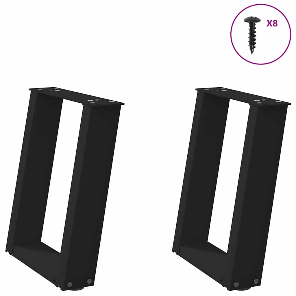 Sohvapöydän jalat U-muotoiset 2 kpl Musta 28x(42-43) cm Teräs