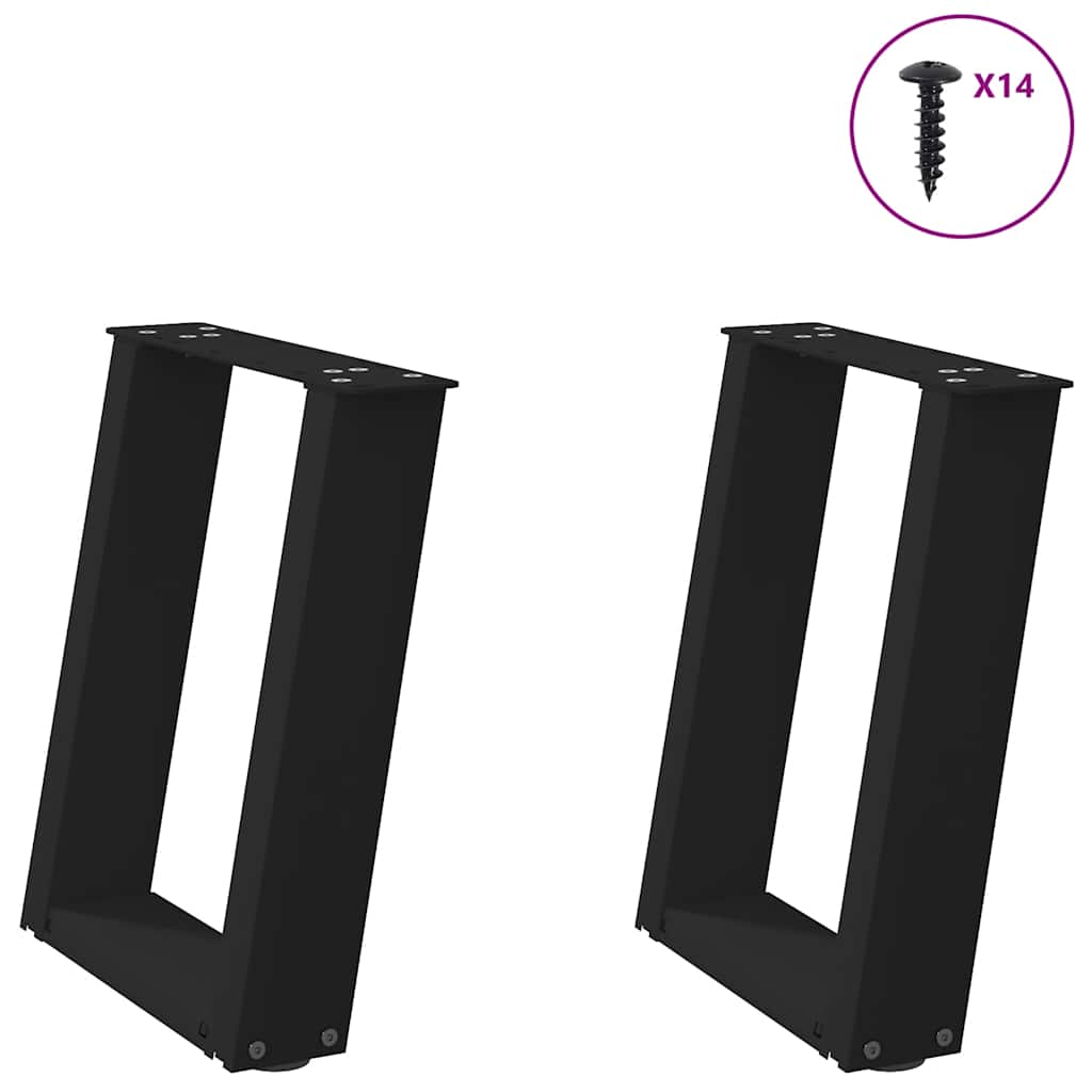 sohvapöydän jalat U-muotoiset 2 kpl Musta 38x(42-43) cm Teräs