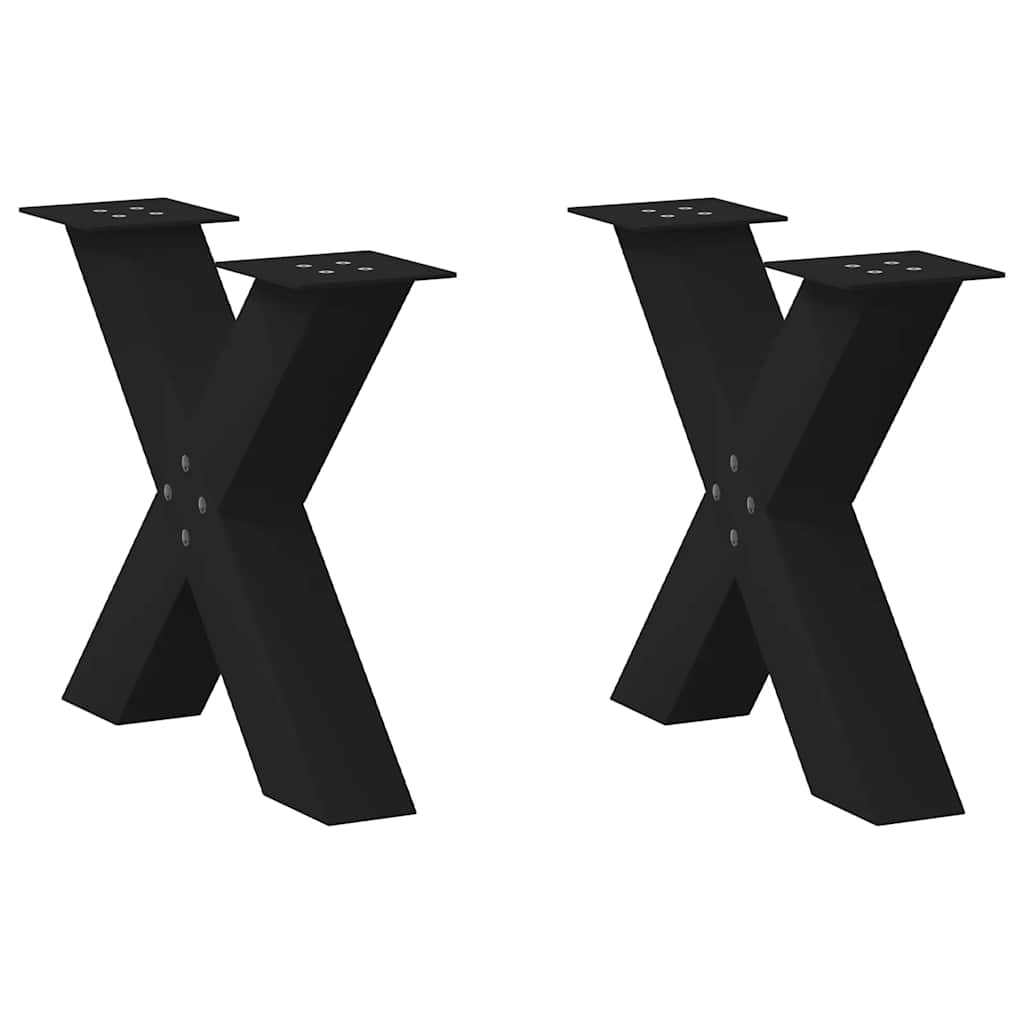 Sohvapöydän jalat X-muotoiset 2 kpl Musta 50x(42-43) cm Teräs