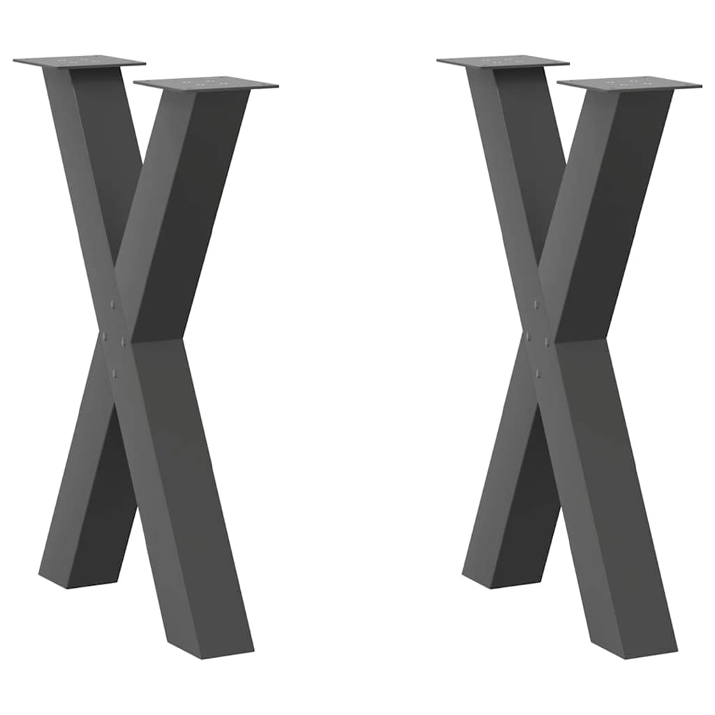 Ruokapöydän jalat X-muotoiset 2 kpl Antrasiitti 60x(72-73) cm