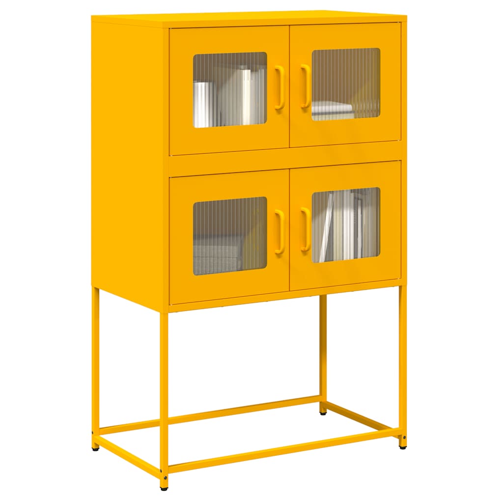 Highboard Sinapinkeltainen 68x39x107 cm Teräs