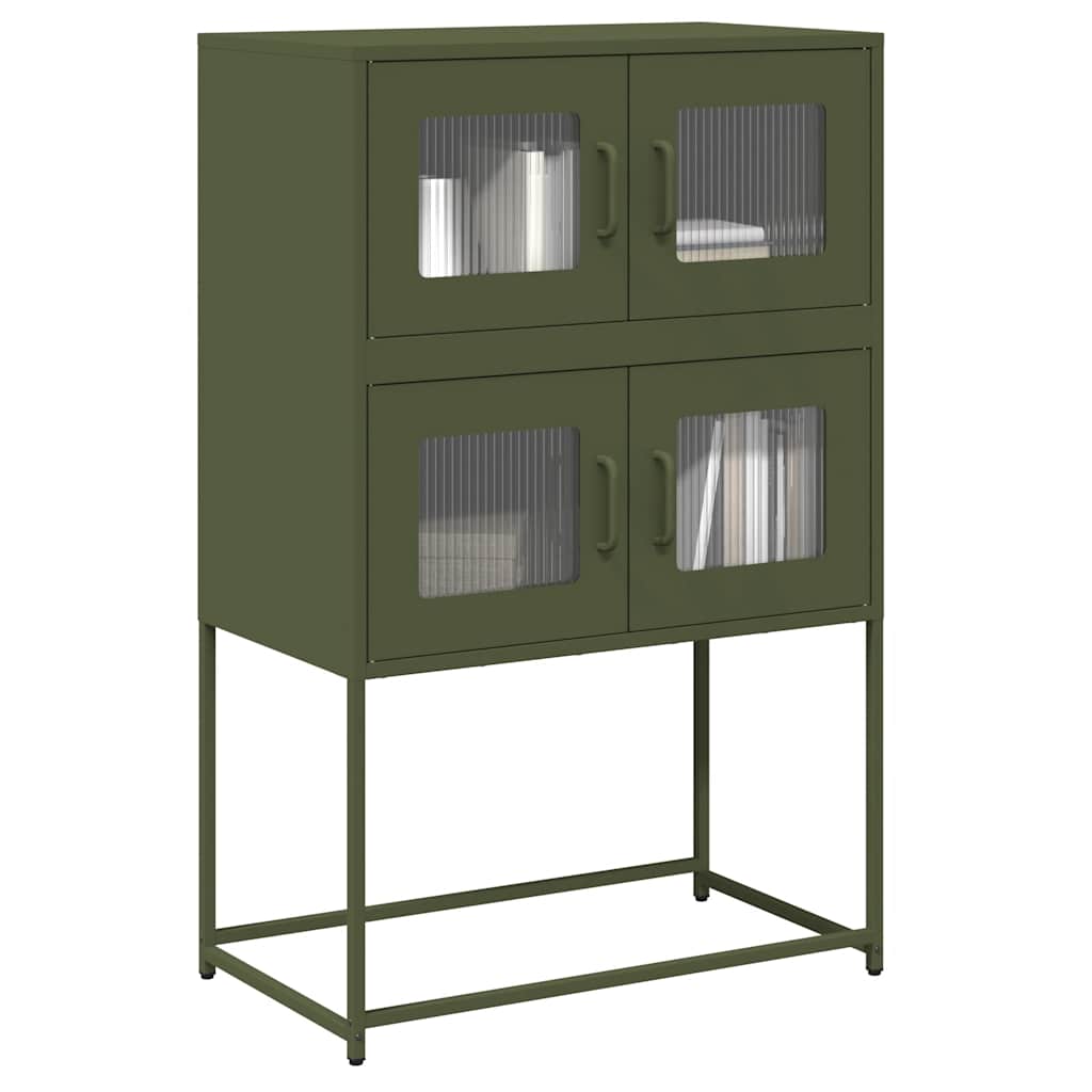 Highboard Oliivinvihreä 68x39x107 cm Teräs