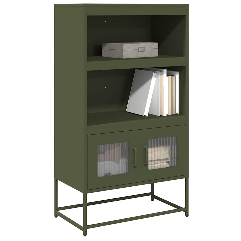 Highboard Oliivinvihreä 68x39x123 cm Teräs