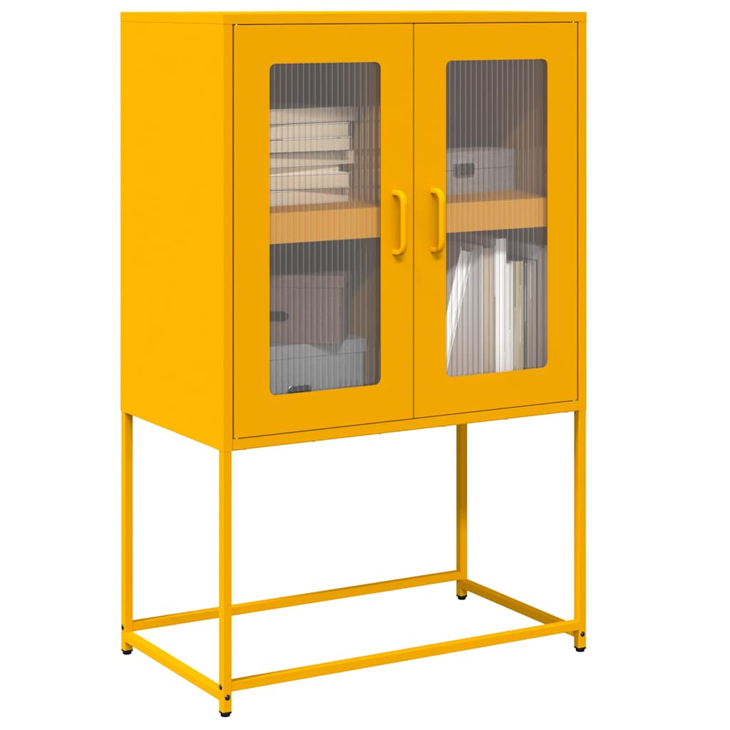 Highboard Sinapinkeltainen 68x39x107 cm Teräs