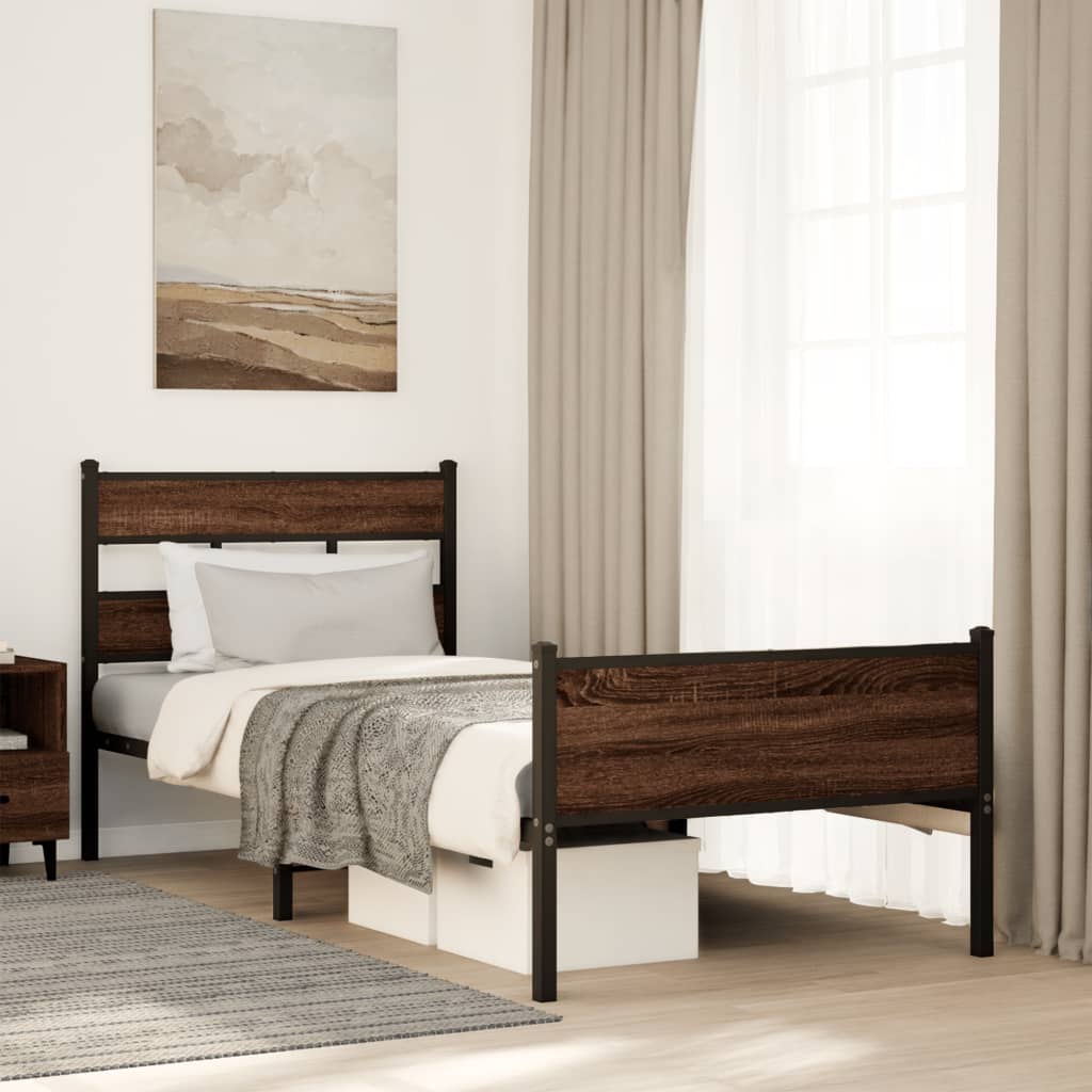 Sängynrunko ilman patjaa ruskea tammi 80x200 cm tekninen puu