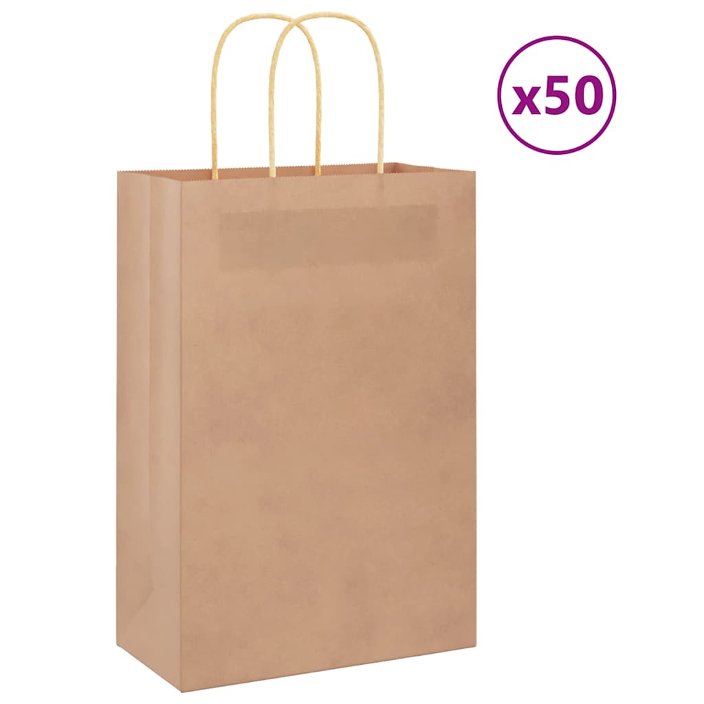 Paperikassit 50 kpl kahvoilla ruskea 21x11x31 cm