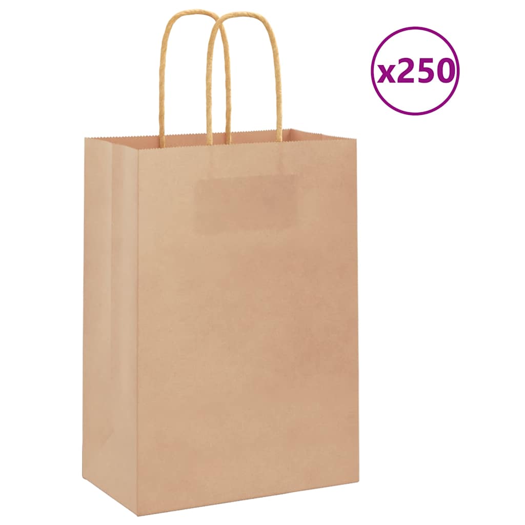 Paperikassit 250 kpl kahvoilla ruskea 15x8x21 cm