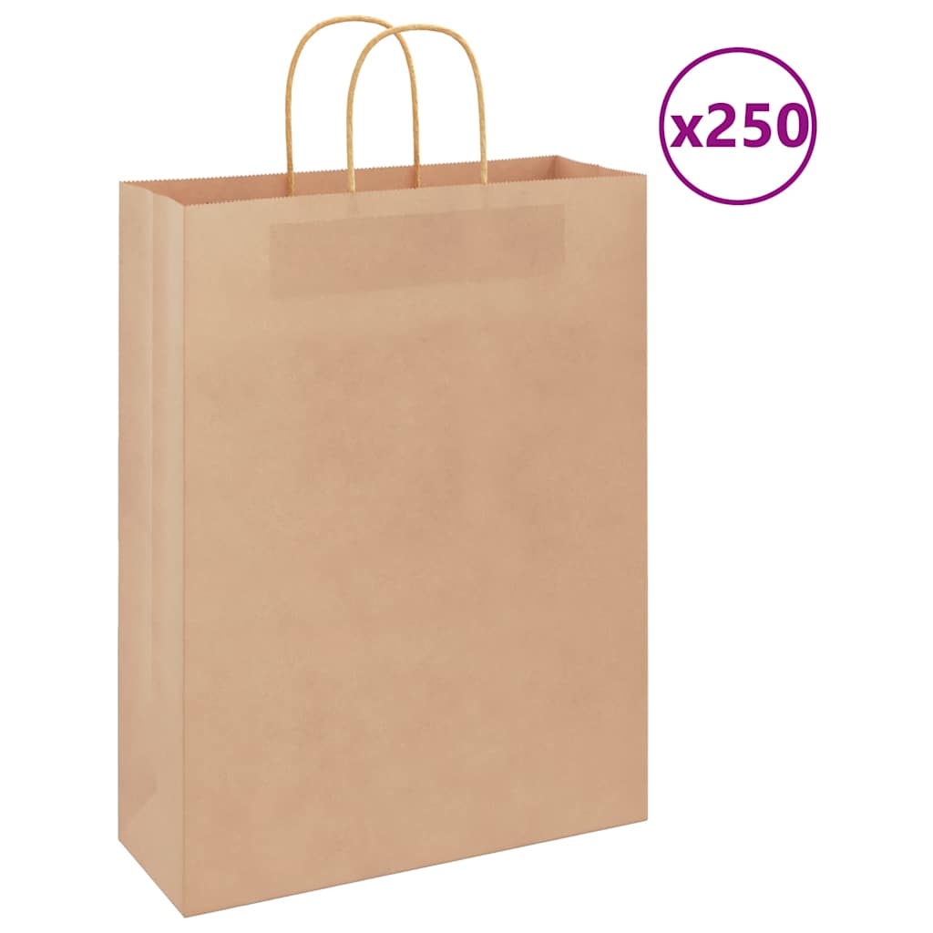 Paperikassit 250 kpl kahvoilla ruskea 32x12x42 cm