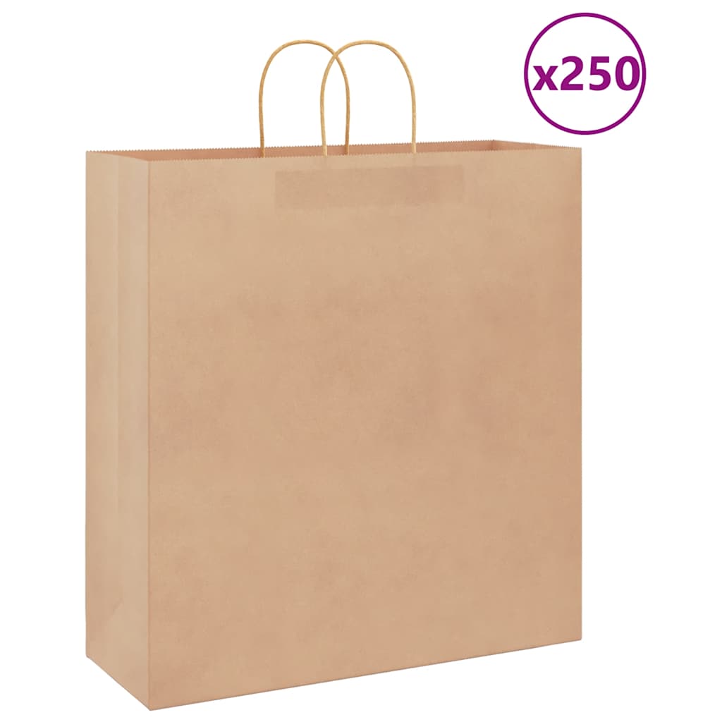 Paperikassit 250 kpl kahvoilla ruskea 45x17x48 cm