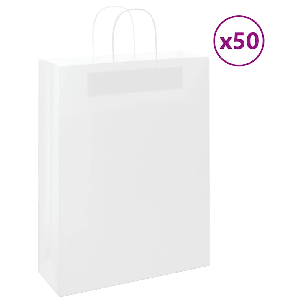 Paperikassit 50 kpl kahvoilla valkoinen 32x12x42 cm