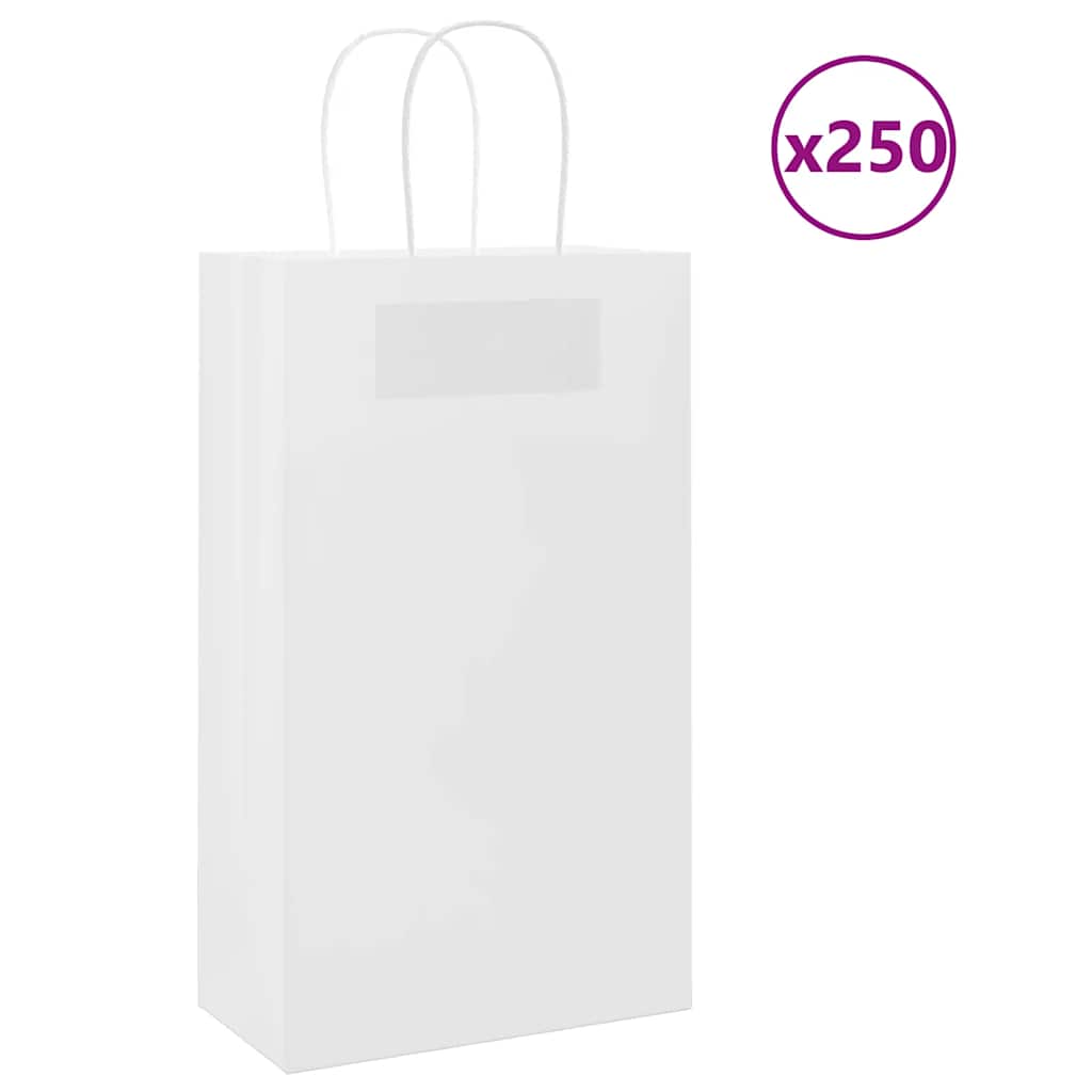 Paperikassit 250 kpl kahvoilla valkoinen 21x11x36 cm