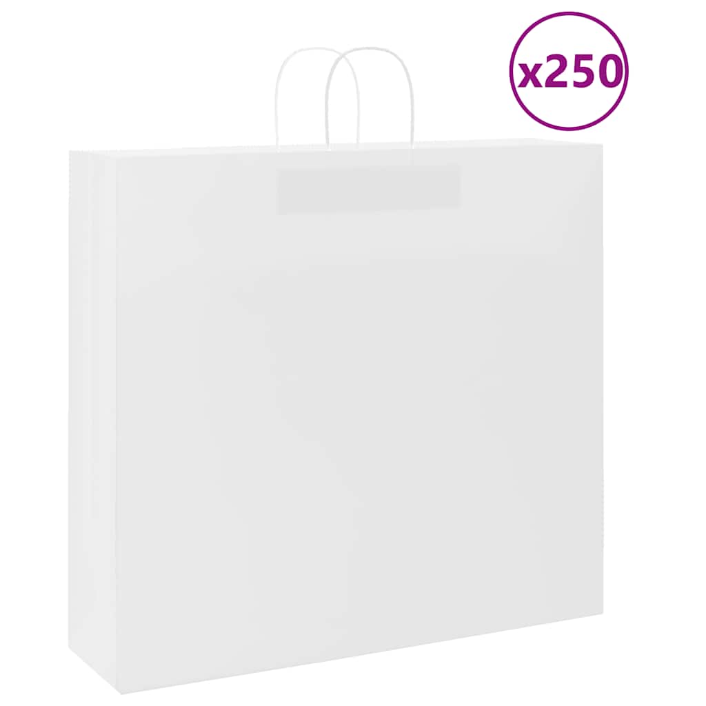 Paperikassit 250 kpl kahvoilla valkoinen 54x15x49 cm