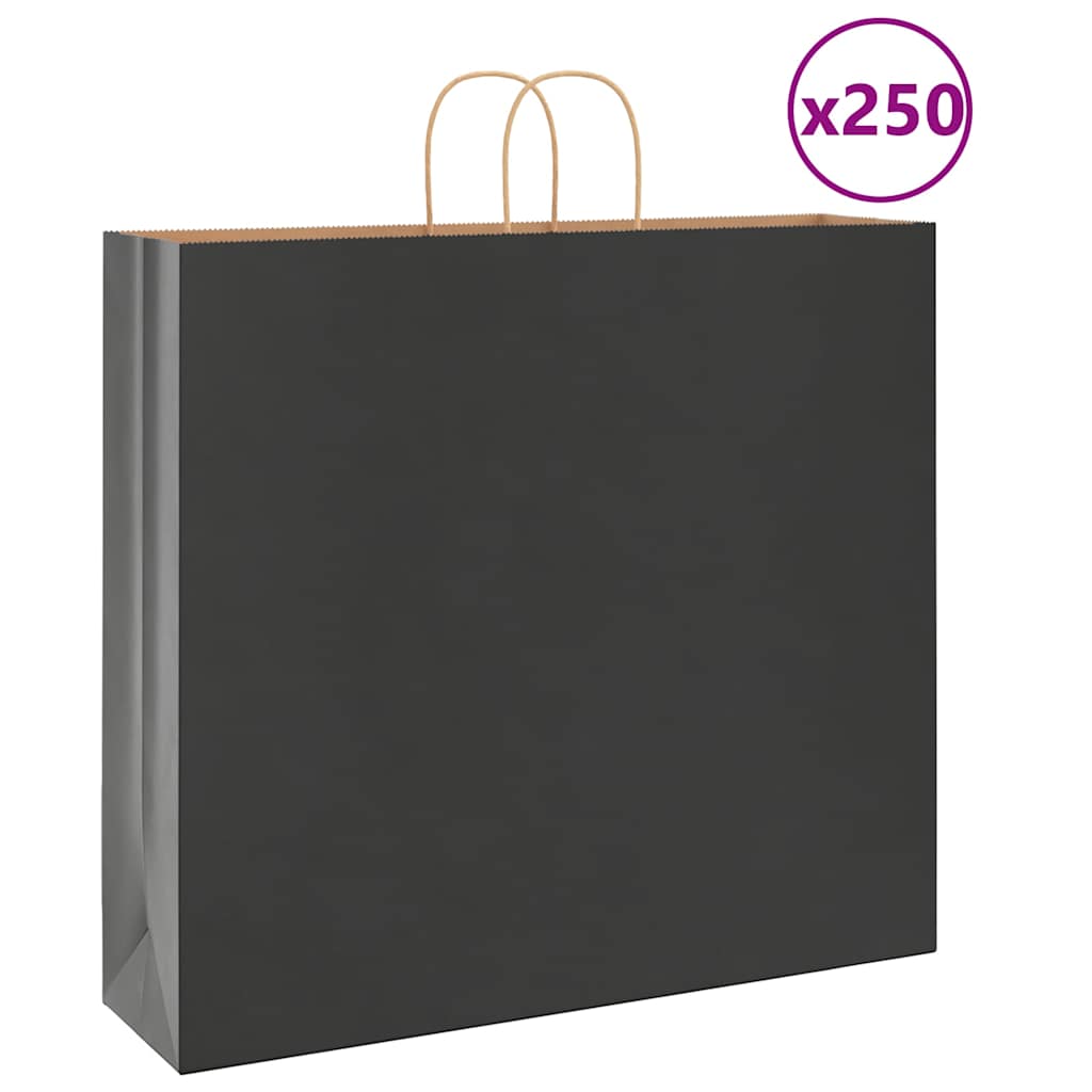 Paperikassit 250 kpl kahvoilla musta 54x15x49 cm