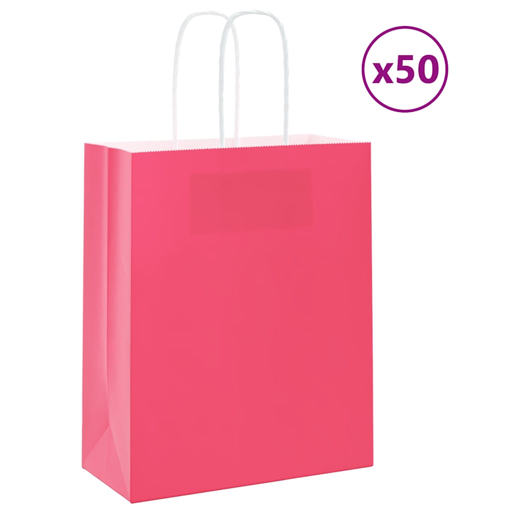 Paperikassit 50 kpl kahvoilla pinkki 18x8x22 cm