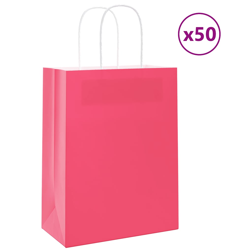 Paperikassit 50 kpl kahvoilla pinkki 21x11x28 cm